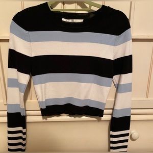 Lovers + Friends Striped Long Sleeve Crop Top Size Medium